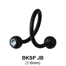 Basic Black Spiral with Crystal Jeweled Ball BKSPJB