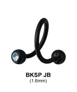 Basic Black Spiral with Crystal Jeweled Ball BKSPJB