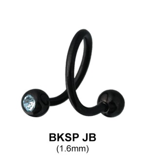 Basic Black Spiral with Crystal Jeweled Ball BKSPJB