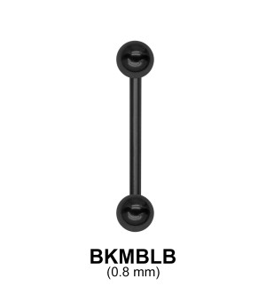 0.8 mm Black Plate Straight Barbell balls with threading 1.0 mm BKMBLB