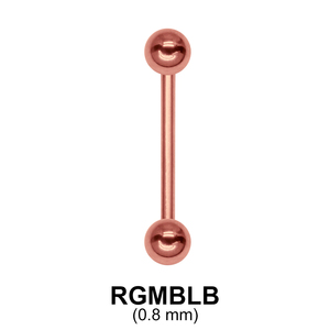 0.8 mm Rose Gold Plate Straight Barbell balls with threading 1.0 mm RGMBLB