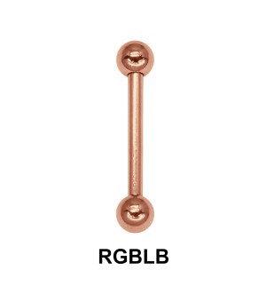 1.0 mm Rose Gold Plate Straight Barbell balls with threading 1.2 mm RGMBLB