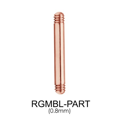 Rose Gold Plated Straight Barbell Part Threading 1.0mm RGMBL-PART - 0.8mm