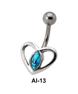 Dual Heart Stone Belly Piercing AI-13