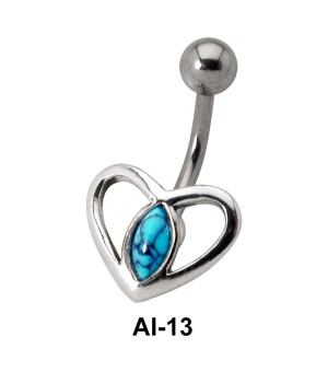 Dual Heart Stone Belly Piercing AI-13