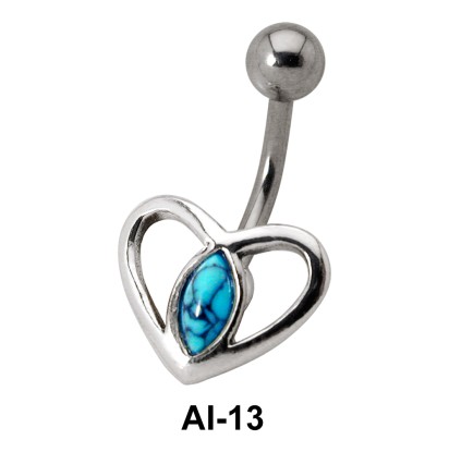 Dual Heart Stone Belly Piercing AI-13