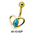 Dual Heart Stone Belly Piercing AI-13