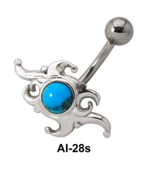 Stone Set Dramatic Design Belly Piercing AI-28s