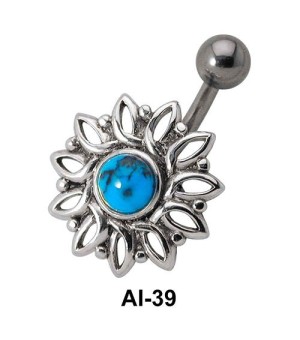 Stone Set Flower Belly Piercing AI-39