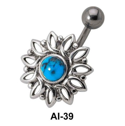 Stone Set Flower Belly Piercing AI-39