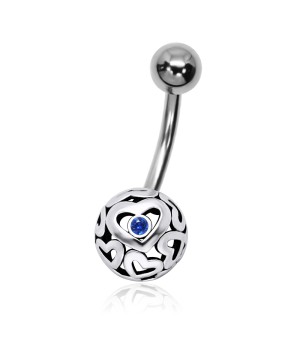 Hollow Heart Ball Shaped Belly Piercing APB-159