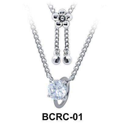 Round CZ Closure Rings Belly Piercing Chains BCRC-01