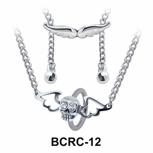 Skull Wings Closure Rings Belly Piercing Chains BCRC-12