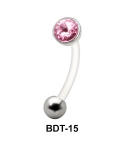 Resplendent Pink Stone Set Belly Piercing BDT-15