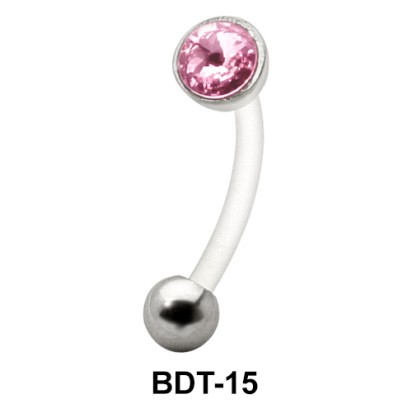 Resplendent Pink Stone Set Belly Piercing BDT-15