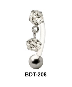 Dual Stone Dangling Belly Piercing BDT-208