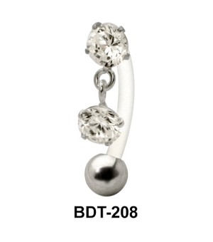 Dual Stone Dangling Belly Piercing BDT-208