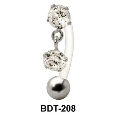 Dual Stone Dangling Belly Piercing BDT-208