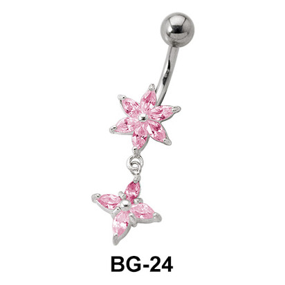 Star Shaped Pink Belly Piercing BG-24