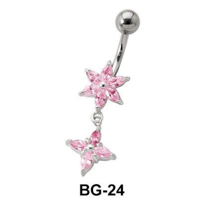 Star Shaped Pink Belly Piercing BG-24