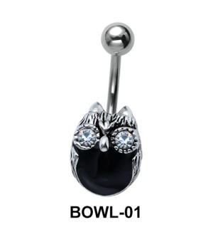 Dark Stone Owl Belly Piercing BOWL-01