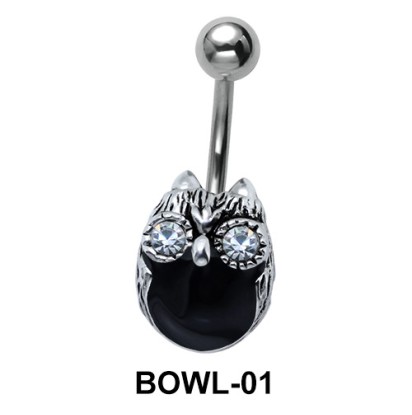 Dark Stone Owl Belly Piercing BOWL-01