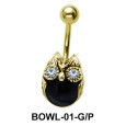 Dark Stone Owl Belly Piercing BOWL-01