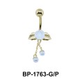 White Quartz Flower with Pearl Belly Piercing BP-1763