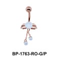 White Quartz Flower with Pearl Belly Piercing BP-1763