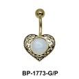 Heart Shaped with White Moonstone Belly Piercing BP-1773