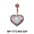 Heart Shaped with White Moonstone Belly Piercing BP-1773