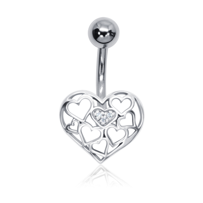 Heart With CZ Belly Piercing BP-1823