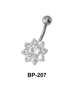 Flower fashioned Belly CZ Crystal BP-207