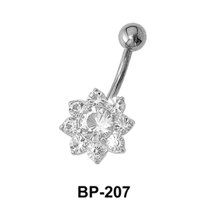 Flower fashioned Belly CZ Crystal BP-207
