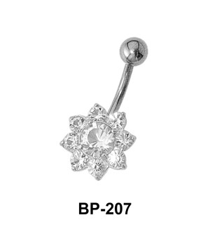 Flower fashioned Belly CZ Crystal BP-207