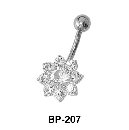 Flower fashioned Belly CZ Crystal BP-207