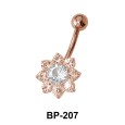 Flower fashioned Belly CZ Crystal BP-207