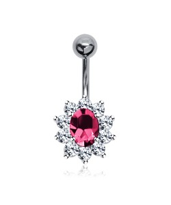 Flower with Stones Belly Piercing BP-215