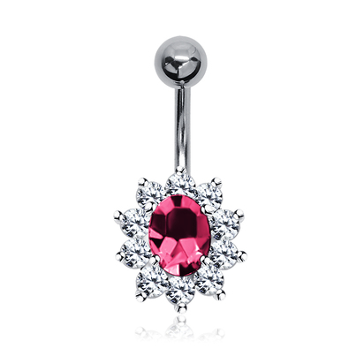 Flower with Stones Belly Piercing BP-215