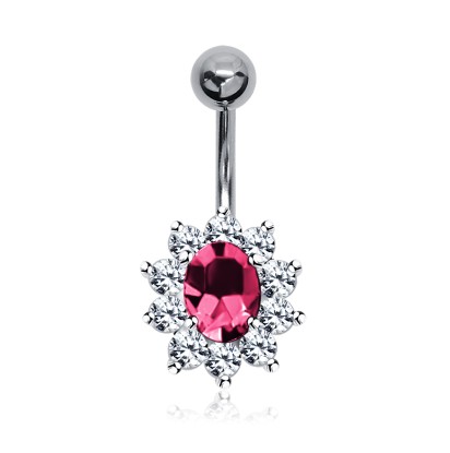 Flower with Stones Belly Piercing BP-215