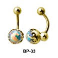 Stone Set in Fire Belly Piercing BP-33