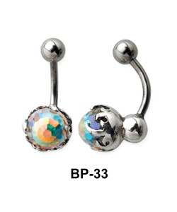 Stone Set in Fire Belly Piercing BP-33