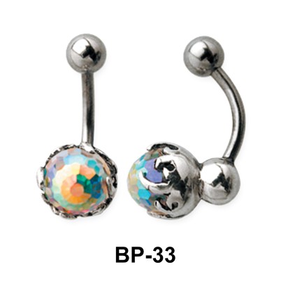 Stone Set in Fire Belly Piercing BP-33