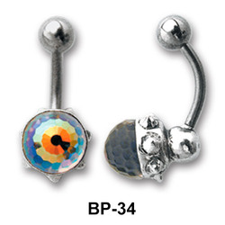 Bezel Set Stone Belly Piercing BP-34
