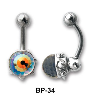 Bezel Set Stone Belly Piercing BP-34