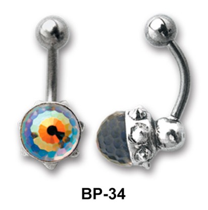 Bezel Set Stone Belly Piercing BP-34