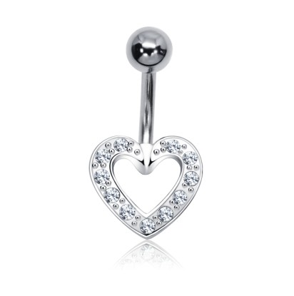 Stone Set Heart Belly Piercing BP-572