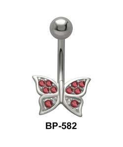 Stone Encrusted Butterfly Belly Piercing BP-582