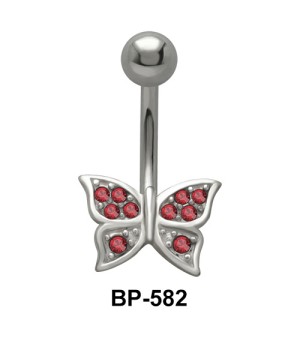 Stone Encrusted Butterfly Belly Piercing BP-582