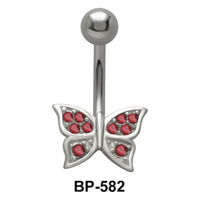 Stone Encrusted Butterfly Belly Piercing BP-582